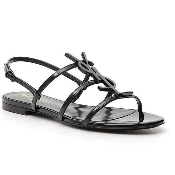 NWT! Saint Laurent Cassandra Monogram Sandals in Black Sz 38 - Picture 1 of 7